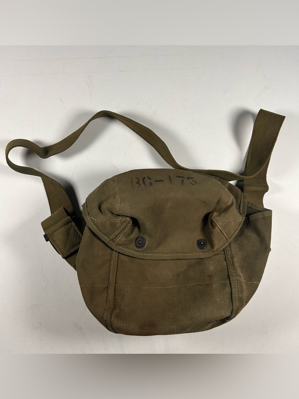 Vintage Us Military Canvas Bag Bg-175 Snap Button Side Satchel Hunting Grunge